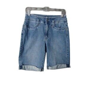 NYDJ Ella Denim Cuffed Hem Shorts Size 4 Medium Wash